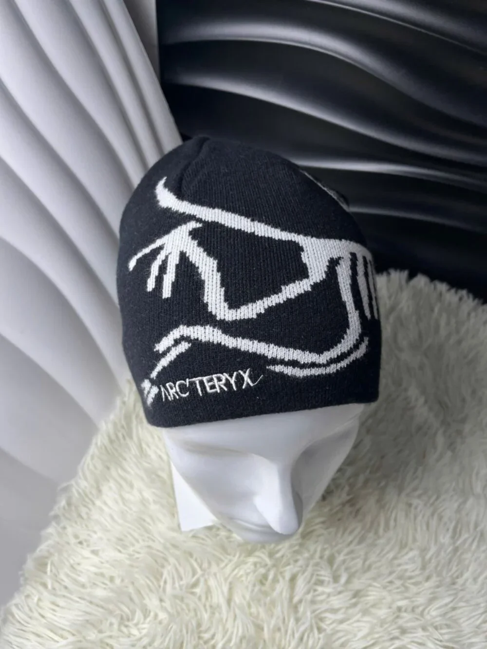 Arc Black Bird Graphic Knit Beanie Unisex Winter Hat